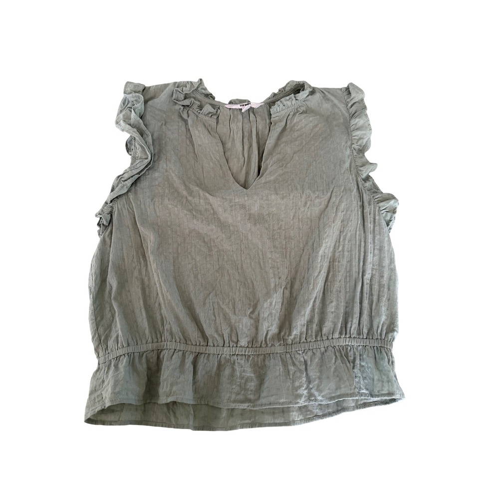 BB Dakota Steve Madden Sage Green Ruffle Peplum Sleeveless Blouse Top BL104275 L